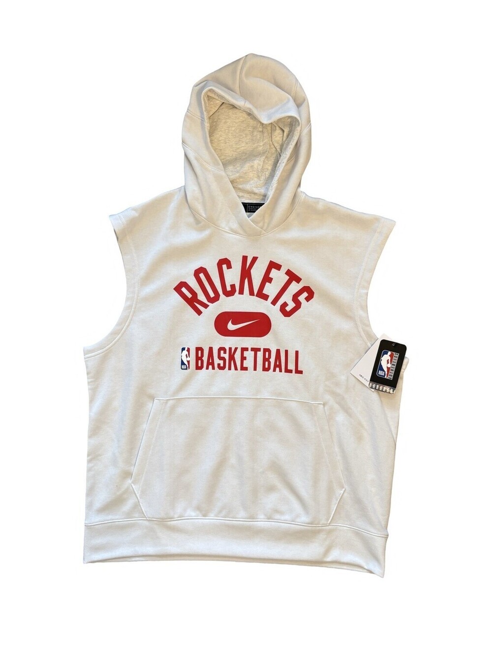 Nike NBA Houston Rockets White Sleeveless Warm Up Hoodie Men's Size Large NWT